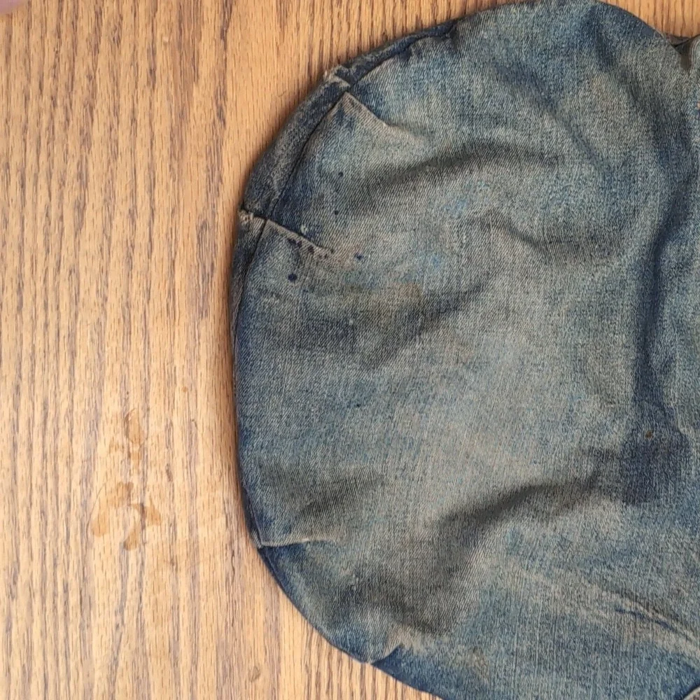Vintage Denim Crescent Shoulder Bag Purse Blue Women's Handbag Distressed